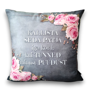 Kallista Mind hall disain tekstiga dekoratiivpadi