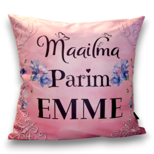 Roosa dekoratiivpadi Maailma Parim emme tekstiga.